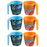 Melamin Tassen 350 ml ideal für Camping 6 Personen - Toskana Pastel - Stapelbar - Steingutoptik Mandala Trinkbecher Kaffeetasse Kaffeebecher